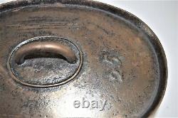 Early Unique Antique Cast Iron Three Legs Oval Roaster Stew Pot Gate Mark