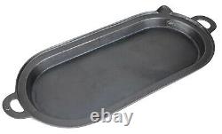 Early Unmarked No 8 Cast Iron Oval Shallow Long Pan Restored Condition