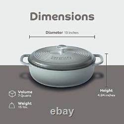 Enameled Oval Cast Iron Dutch Oven with Handle 7-Quarts Grigio Scuro (Gray) 7