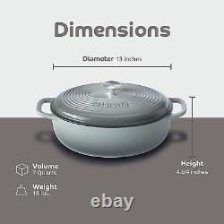 Enameled Oval Cast Iron Dutch Oven with Handle 7-Quarts Grigio Scuro (Gray) 7 Qt