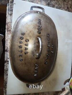 Extremely Rare Nickel Finish Griswold No. 5 Cast Iron Dutch Oven Oval Roaster