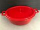 Food Network Cast Iron Dutch Oven Red Enameled Oval 5.5 Quart Large, Rare