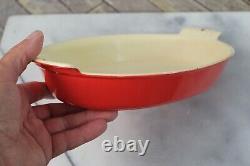 GRISWOLD Cast Iron Enamel Au Gratin Pan Casserole Dish No. 87 Red & Cream 12x8