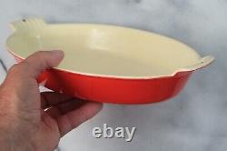 GRISWOLD Cast Iron Enamel Au Gratin Pan Casserole Dish No. 87 Red & Cream 12x8