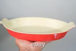 GRISWOLD Cast Iron Enamel Au Gratin Pan Casserole Dish No. 87 Red & Cream 12x8