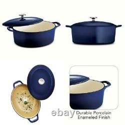 Gourmet 7 Qt. Oval Enameled Cast Iron Dutch Oven In Gradated Cobalt With Lid