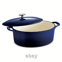 Gourmet 7 Qt. Oval Enameled Cast Iron Dutch Oven In Gradated Cobalt With Lid