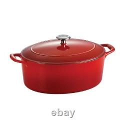 Gourmet 7 qt. Oval Enameled Cast Iron Dutch Oven in Gradated Red with Lid