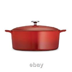 Gourmet 7 qt. Oval Enameled Cast Iron Dutch Oven in Gradated Red with Lid