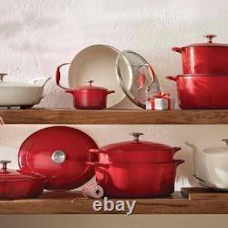 Gourmet 7 qt. Oval Enameled Cast Iron Dutch Oven in Gradated Red with Lid