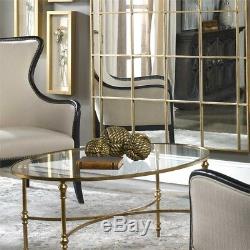 Graceful Oval Gold Leaf Forged Iron & Glass Cocktail Coffee Table Horchow