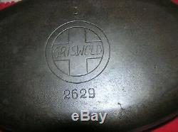 Griswold Antique Cast Iron Oval Roaster # 5, Slant Logo 2629 Cleaned & Seasoned