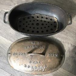 Griswold No. 3 Oval Roaster Dutch Oven with Rare Trivet Erie PA USA Vintage