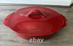 HUGE Calphalon Red CAST IRON Enameled OVAL Dutch Oven 5 Quart 15.5 Width