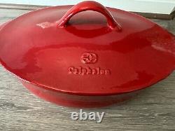 HUGE Calphalon Red CAST IRON Enameled OVAL Dutch Oven 5 Quart 15.5 Width