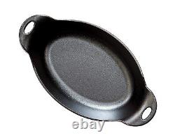 Heat Enhanced and Seasoned Cast Iron Oval Serving Dish 26-Ounce