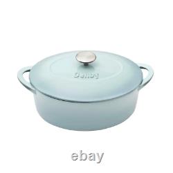 Heritage Pavilion 4.5 Qt. Oval Cast Iron Casserole Dish in Blue with Lid