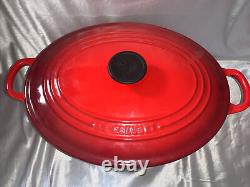 LE CREUSET #31 6.75QT ENAMELED CAST IRON OMBRE CERISE RED OVAL DUTCH OVEN withLID