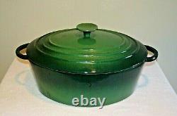 LE CREUSET #31 GREEN Enamel 6 3/4 Quart Oval Dutch Oven Cast Iron MADE in FRANCE