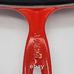 LE CREUSET Blood Red Cast Iron Grill It Griddle Skillet Pan 14 Oval NEW