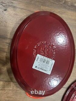 LE CREUSET CAST IRON Cerise ENAMEL OVAL CASSEROLE 2.75 qt