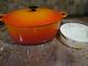 LE CREUSET CAST IRON OVAL FLAME DUTCH OVEN #35 9.5 QTS & 6 CHEESE PLATES 8WithBOX