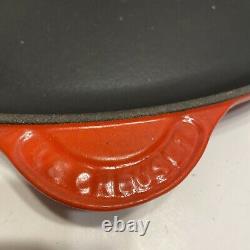 LE CREUSET Enamel CAST IRON Oval Red ORANGE Skillet PAN # 40 FRANCE 15.75