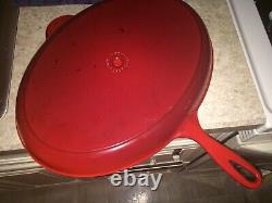 LE CREUSET Enamel CAST IRON Oval Red Skillet PAN # 40