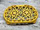 LE CREUSET Footed TRIVET 10.5 Oval Gold Yellow Enamel Cast Iron France MINT