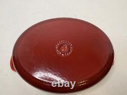 LE CREUSET France Oval Cast Iron #25 RED Enamel 3.5 Quart DUTCH OVEN with LID EUC