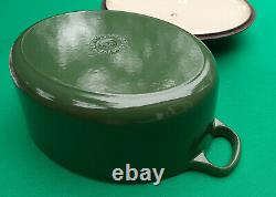 LE CREUSET cast iron Oval Lidded Casserole / Dutch Oven, Green, 25 cms