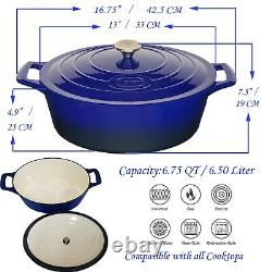 La Cuisine 6270 Enameled Cast Iron Covered Oval Dutch Oven Casserole Pot, 6.7