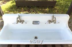 Large 48 Antique Inspired Farm Sink Tricorn Black Cast Iron Trough Sink Package
