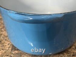 Large Blue # 36 Vintage Cast Iron Enamel Oval Dutch Oven Made in Belgium 17