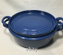 Large Vintage 11 1/2 29.21 cm. Oval Blue Le Creuset Dutch Oven Doufeu #29