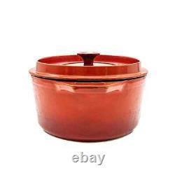 Large! Vintage Invicta Red Enameled Cast Iron Oval 6L Casserole with Lid