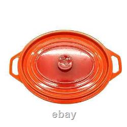 Large! Vintage Invicta Red Enameled Cast Iron Oval 6L Casserole with Lid