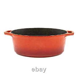 Large! Vintage Invicta Red Enameled Cast Iron Oval 6L Casserole with Lid