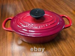 Le Creuset 17 cm / 1-Quart Oval Enameled Cast Iron Cocotte Cerise Red Rare