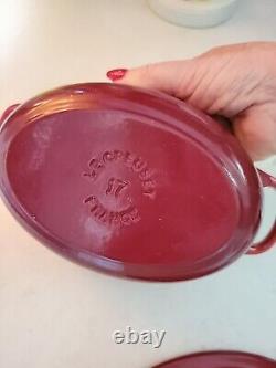 Le Creuset 17 cm / 1-Quart Oval Enameled Cast Iron Cocotte Cerise Red Rare