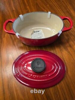 Le Creuset 17 cm / 1-Quart Oval Enameled Cast Iron Cocotte Cerise Red Rare