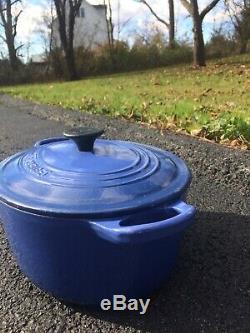 Le Creuset #25 Blue Enameled Oval Cast Iron 3.5 Qt. Dutch Oven with Lid