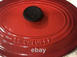 Le Creuset #25 Enameled Cast Iron Oval Dutch Oven 2.75 Qt Cerise Red