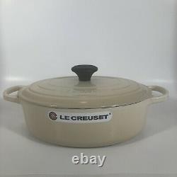Le Creuset 27 Cast Iron Oval Dutch Oven 3.5 Qt Cream With Lid NEVER USED