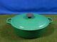 Le Creuset #27 Enameled / Cast Iron Oval Green Dutch Oven
