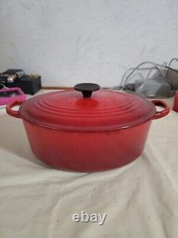 Le Creuset #27 Red Enamel Cast Iron Oval Dutch Oven Pot 4.5 qt