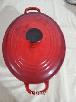 Le Creuset #27 Red Enamel Cast Iron Oval Dutch Oven Pot 4.5 qt