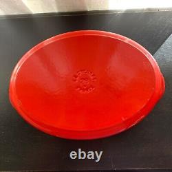 Le Creuset #28 Dutch Oval Oven Cherry Flame 2in1 Cast Iron/Grill Lid 4.5qt