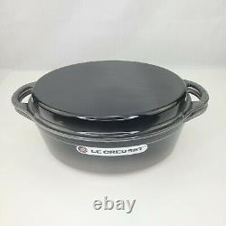 Le Creuset 28 Gray Oval Dutch Oven with Grill Pan Lid 6.75 Qt 6.3 L (NewithNo Box)