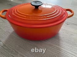 Le Creuset #29 5 Quart Enameled Cast Iron Oval Dutch Oven Orange Flame